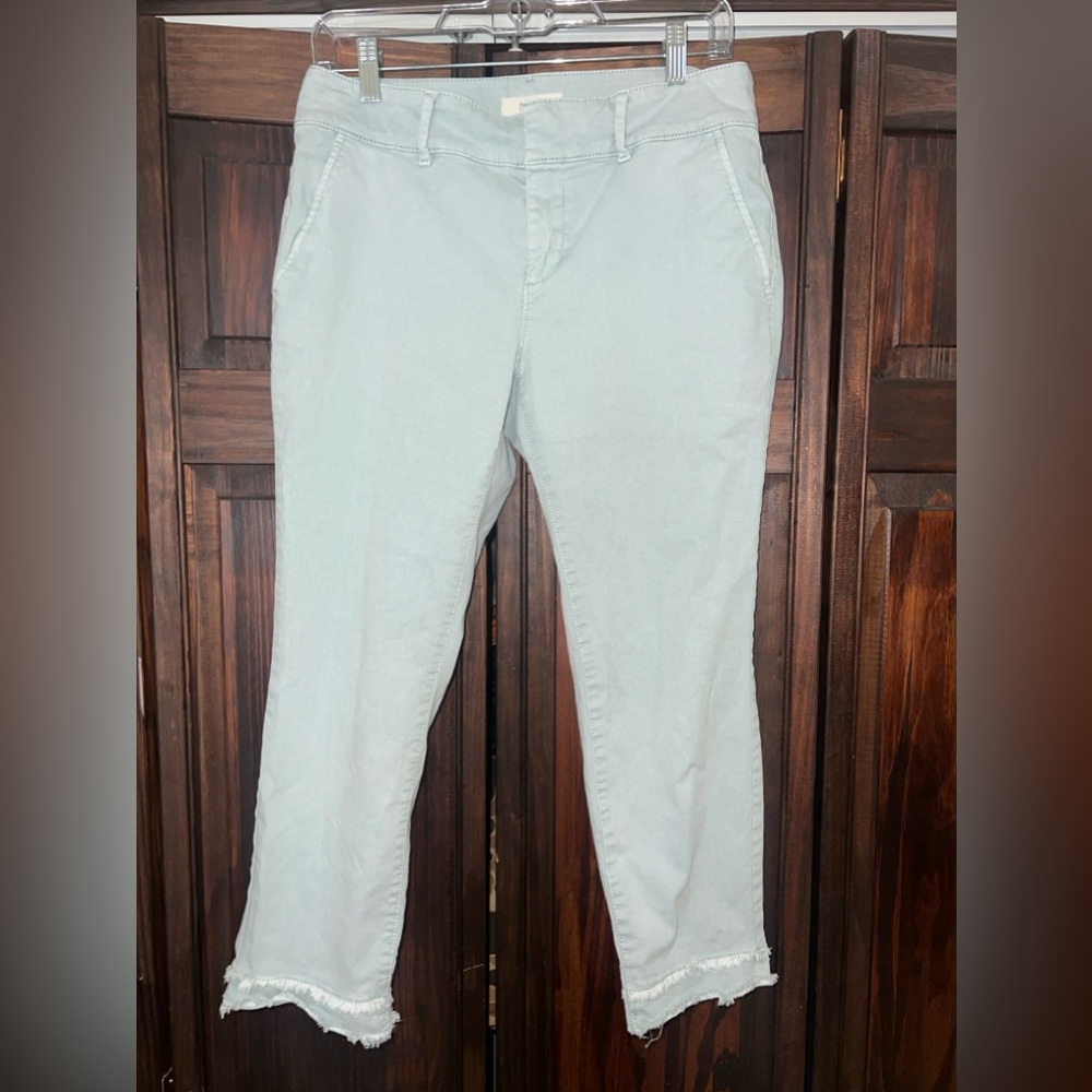 Loft, mint‎ green skinny fringed, size 8 pants